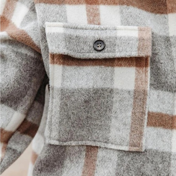 New Thick woolen plaid flannel button down jacket - Picture 6 of 6